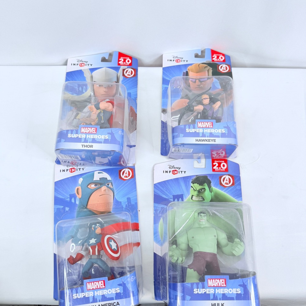 Disney Infinity 2.0 Marvel Super Heroes Figure Lot Thor Hulk Captain America 4Pk
